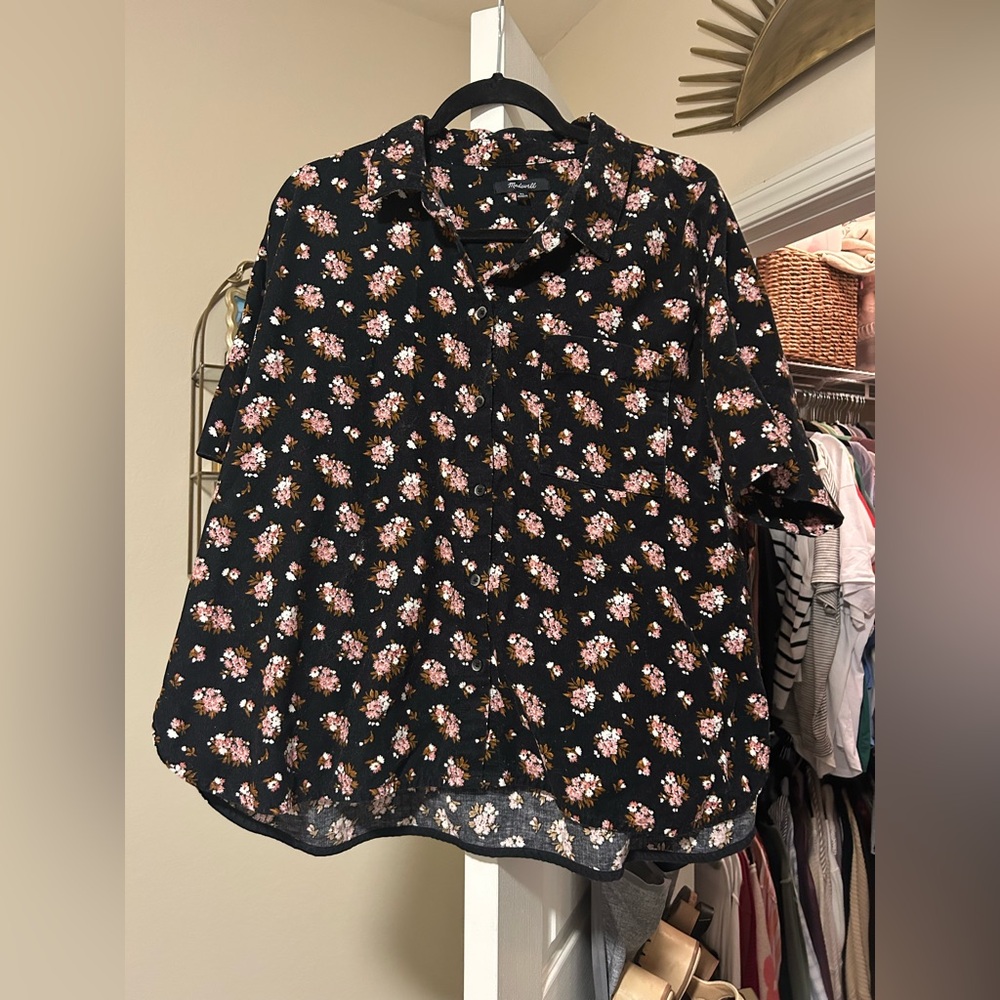 Madewell Black Floral Patterned Shirt